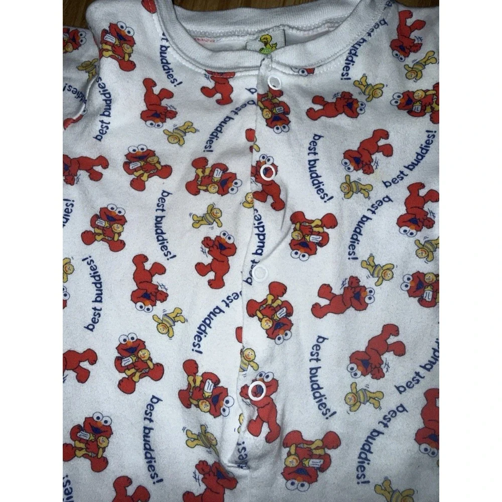 VTG Sesame Street Elmo Romper 6/9 Months‎ 6/9M Snap One Piece Long Sleeve